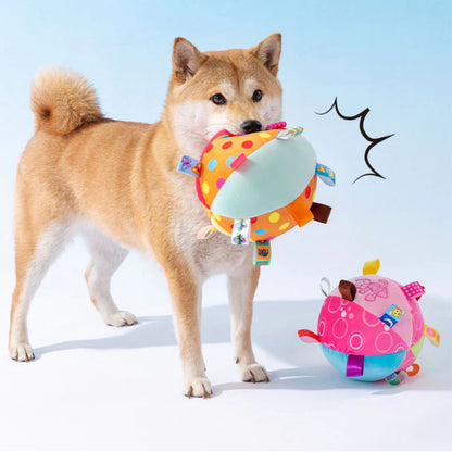 Embroidered Squeaky Ball Interactive Dog Toy